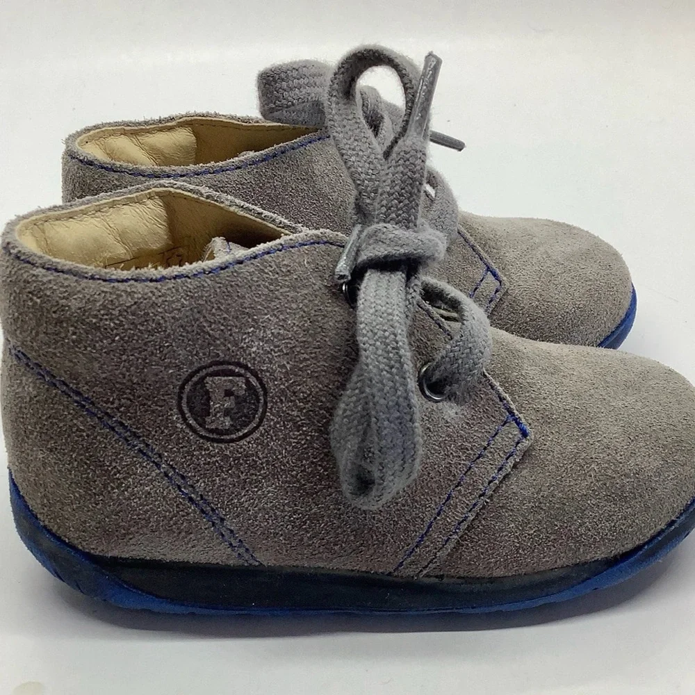 Falcotto of Italy babies first walker gray suede lace up EURO 20 US 4 NWT